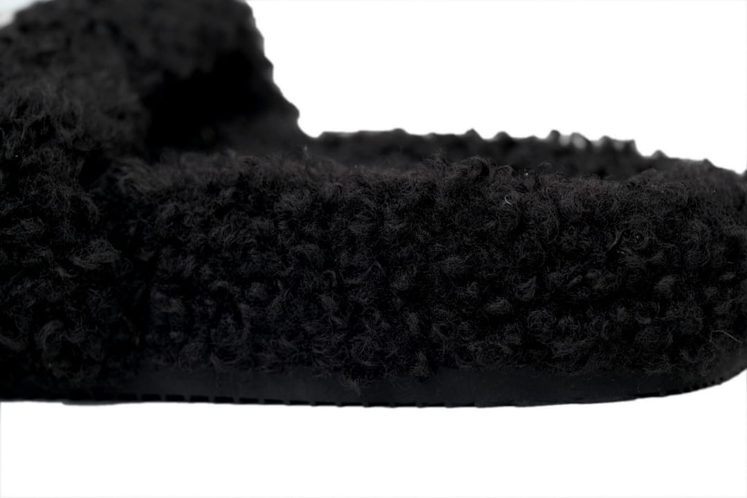 Balenciaga Wool Strap Slippers Black And White Label
