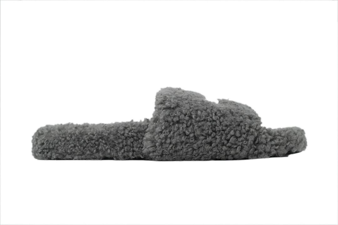Balenciaga Wool Strap Slippers Bright Grey