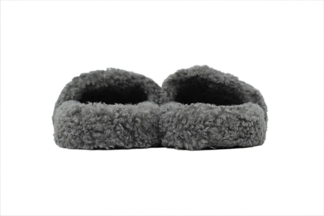Balenciaga Wool Strap Slippers Bright Grey