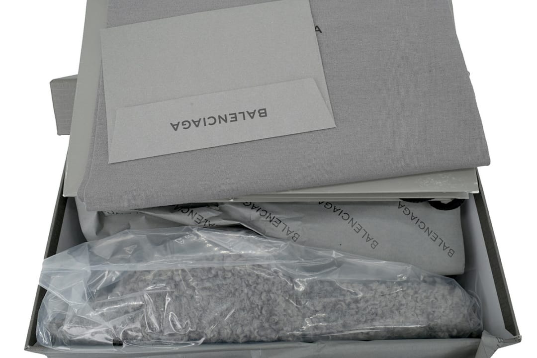 Balenciaga Wool Strap Slippers Bright Grey