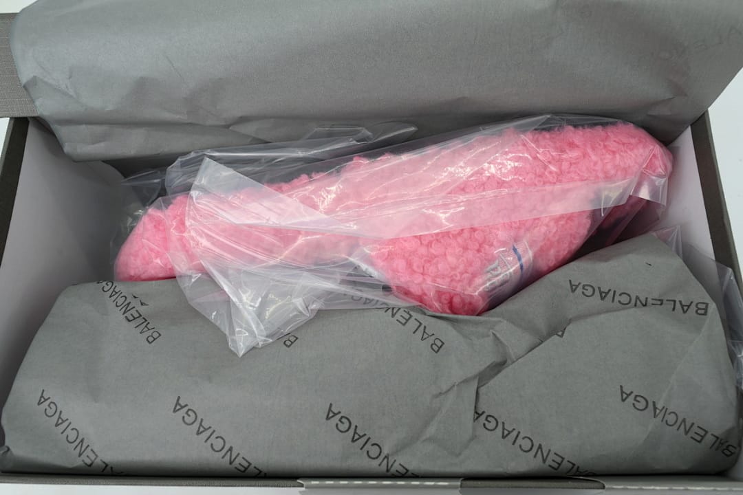 Balenciaga Wool Strap Slippers Pink