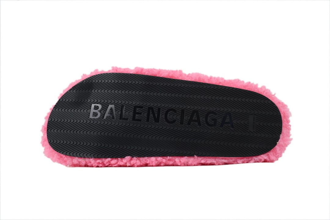 Balenciaga Wool Strap Slippers Pink