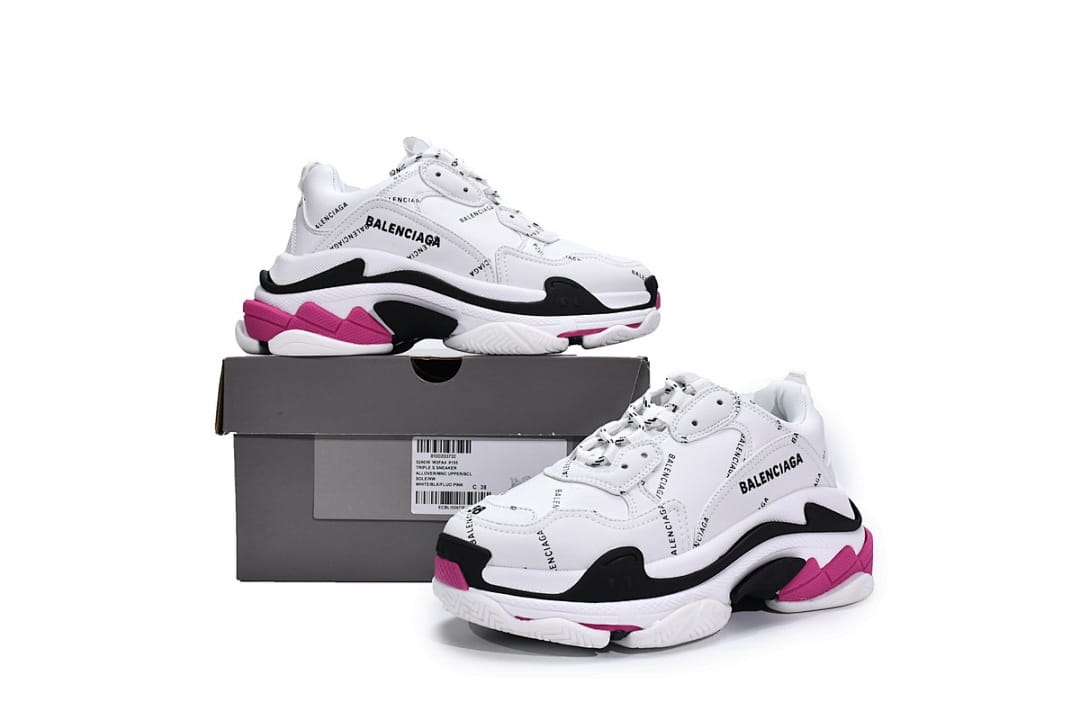 Balenciaga Triple S Letter White Rose Red