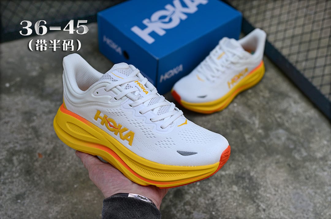 HOKA Bondi 9 'White Yellow'