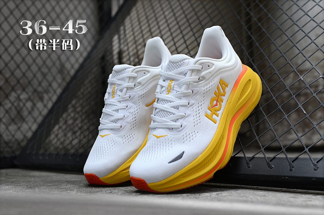 HOKA Bondi 9 'White Yellow'