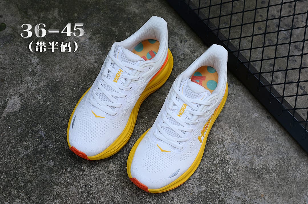 HOKA Bondi 9 'White Yellow'
